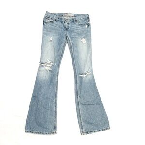 Hollister Light Wash Distressed Ripped Flare Jeans